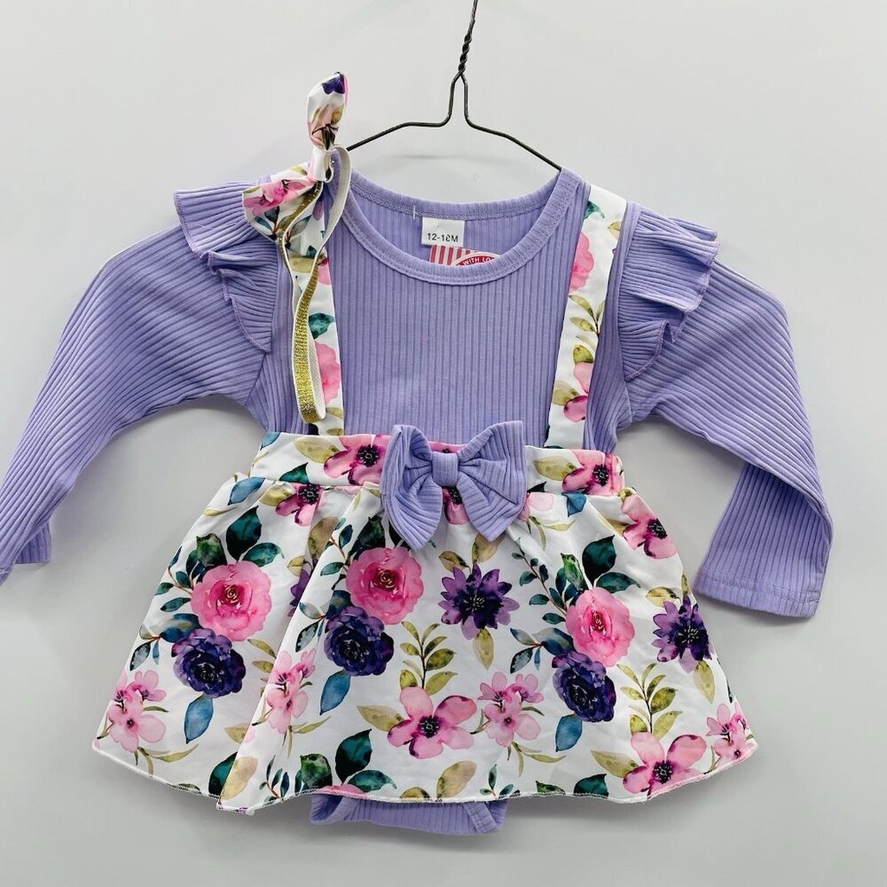Highuzza Baby Girls Size 12-18 Months One Piece Bodysuit with Headband in Purple